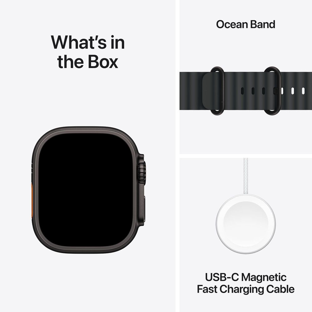 Apple Watch Ultra 2 GPS + Cellular 49mm Black Titanium Case with Black Ocean Band, , large