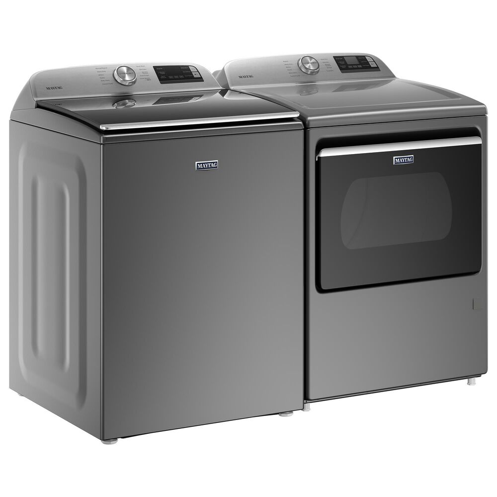 Maytag 4.7 Cu. Ft. Top Load Washer and 7.4 Cu. Ft. Gas Dryer Laundry Pair in Metallic Slate, , large