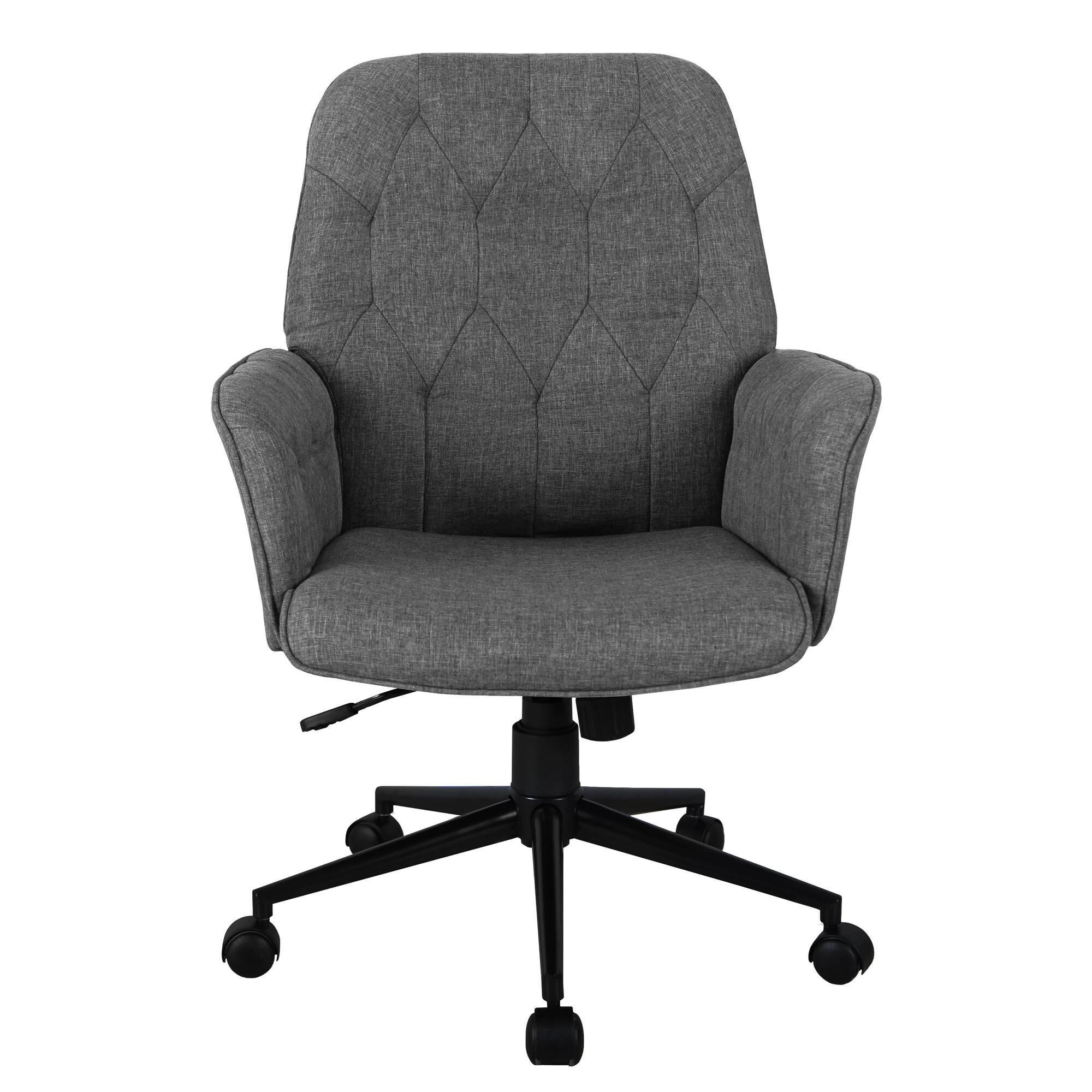Gray tufted desk hot sale chair