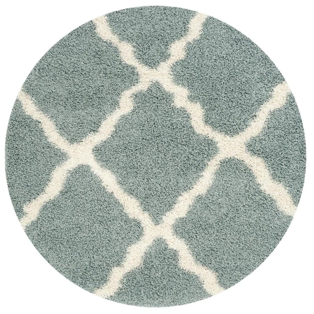 Safavieh Dallas Shag SGD257C-6R 6" x 6" Seafoam/Ivory Round Rug, , large