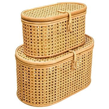Creative Coop 2-Piece Modern Decorative Storage Box Set in Natural, , large