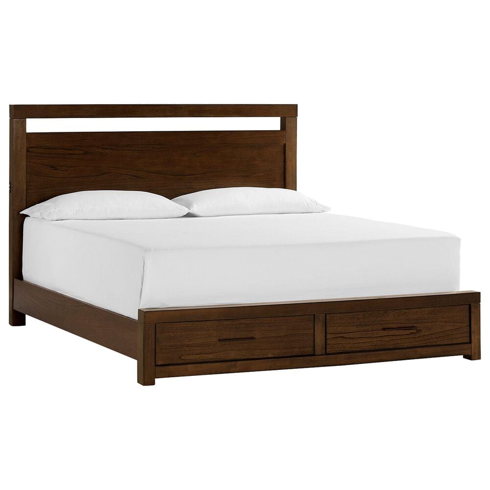 Riva Ridge Modern Loft King Storage Panel Bed in Brownstone, , large