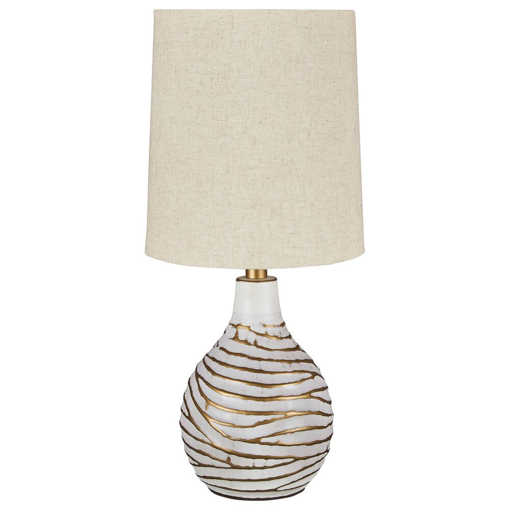 Ashley Aleela Table Lamp in White and Gold, , large