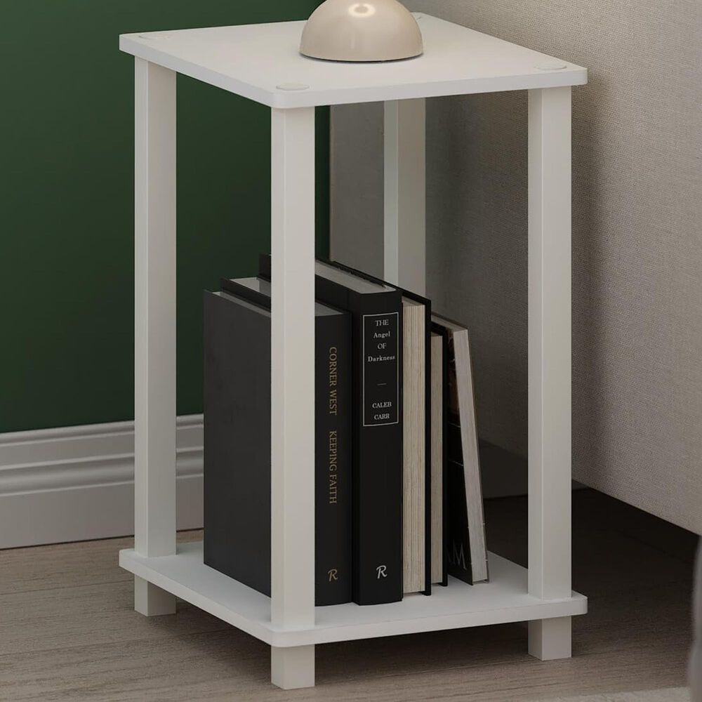 HOMLUX Simplistic 1-Tier End Table in White, , large