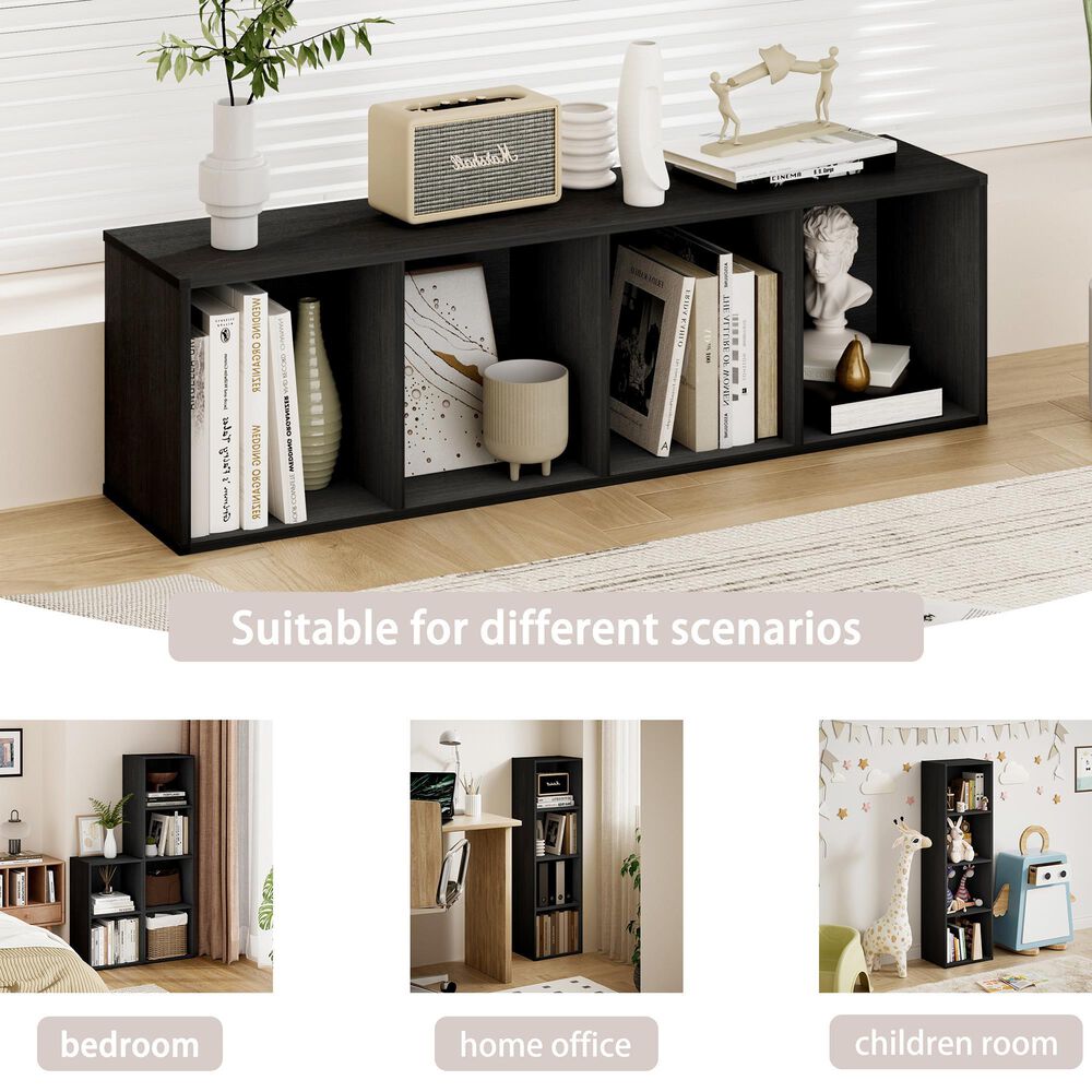 HOMLUX 4-Tier Open Shelf Display Organizer Bookcase in Blackwood, , large