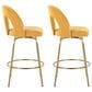 LumiSource Ava Swivel Counter Stool with Yellow Fabric Upholstery in Gold (Set of 2), , large