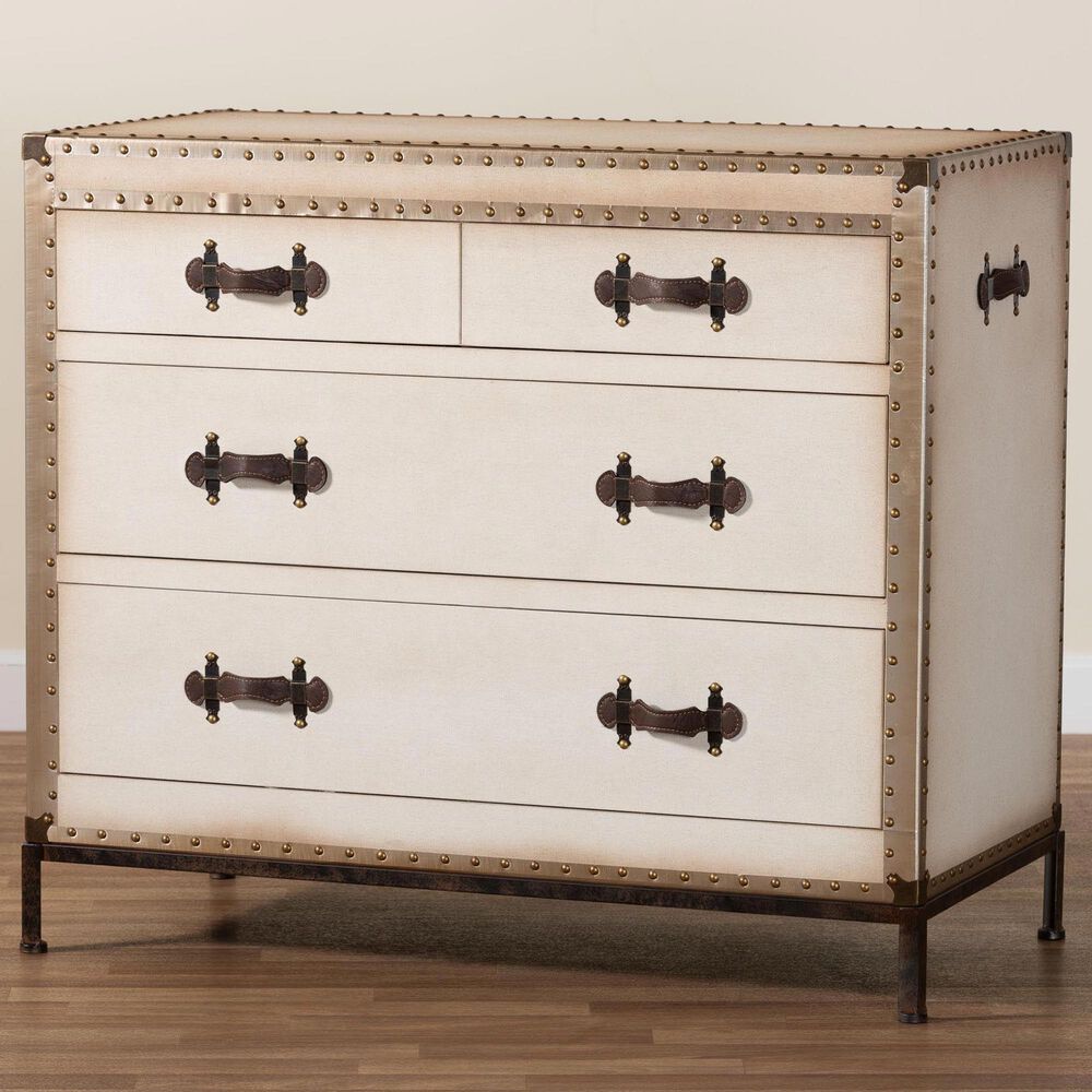 Baxton Studio Benton 4-Drawer Storage Cabinet in Beige, , large