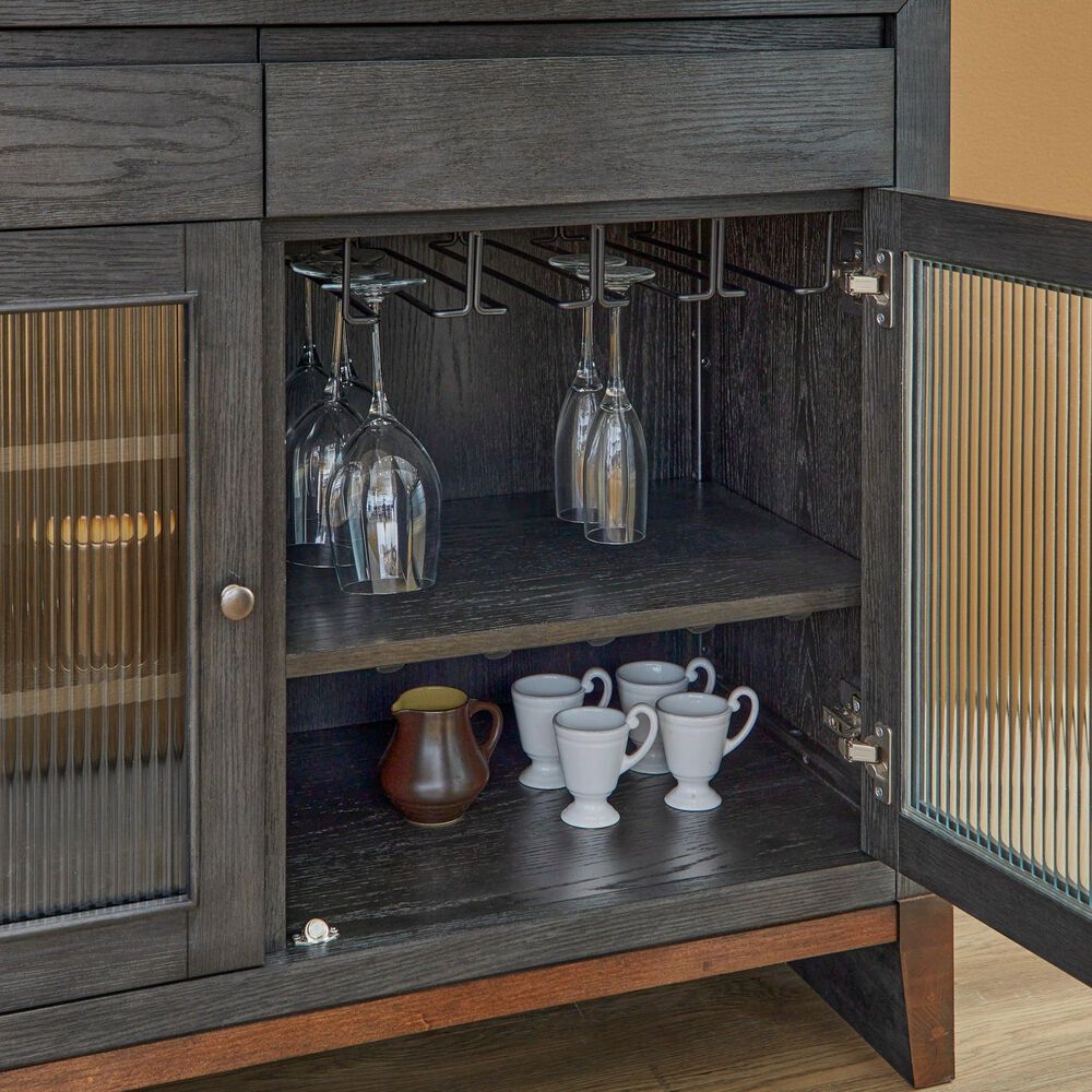 Flexsteel Waterfall 3-Drawer Buffet in Deep Ebony and Dark Brown, , large
