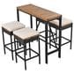 Hearth and Haven 5-Piece Outdoor Patio Wicker Bar Set with Off-White Cushion in Black and Brown, , large