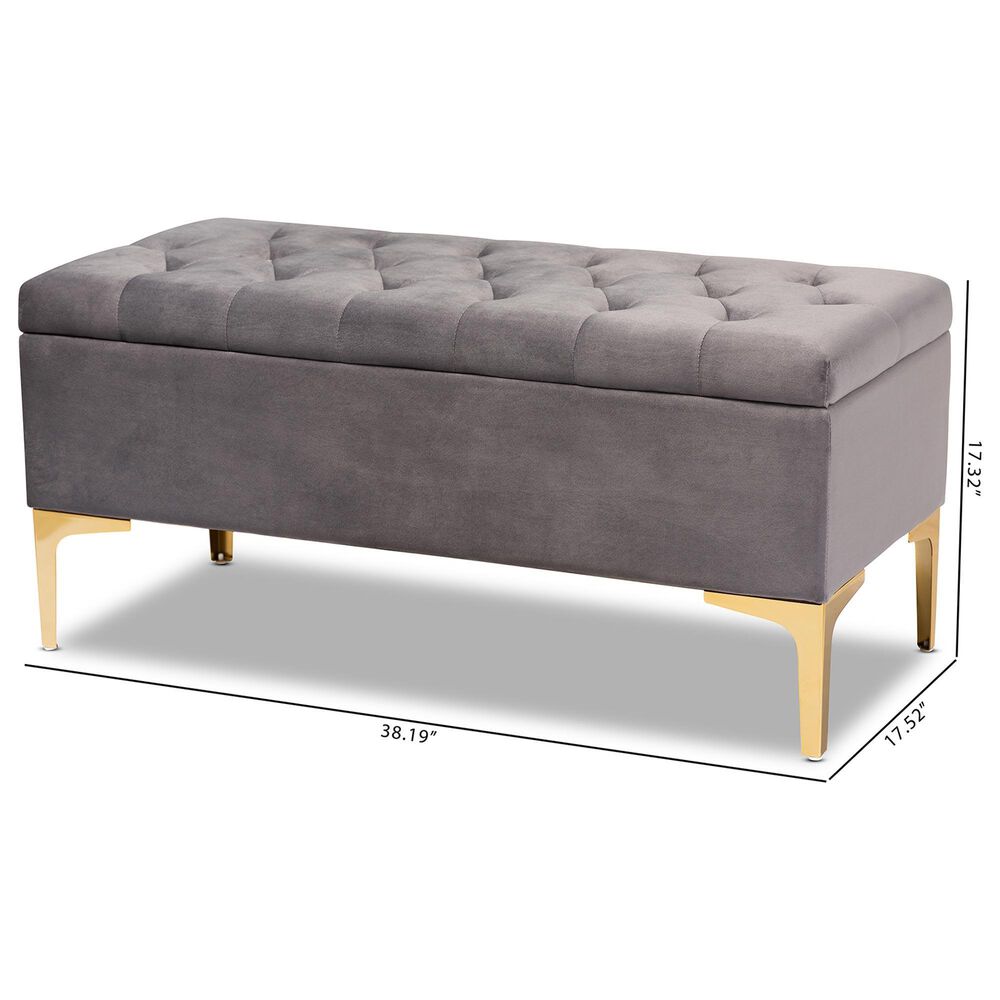 Baxton Studio Valere Storage Ottoman in Grey, , large