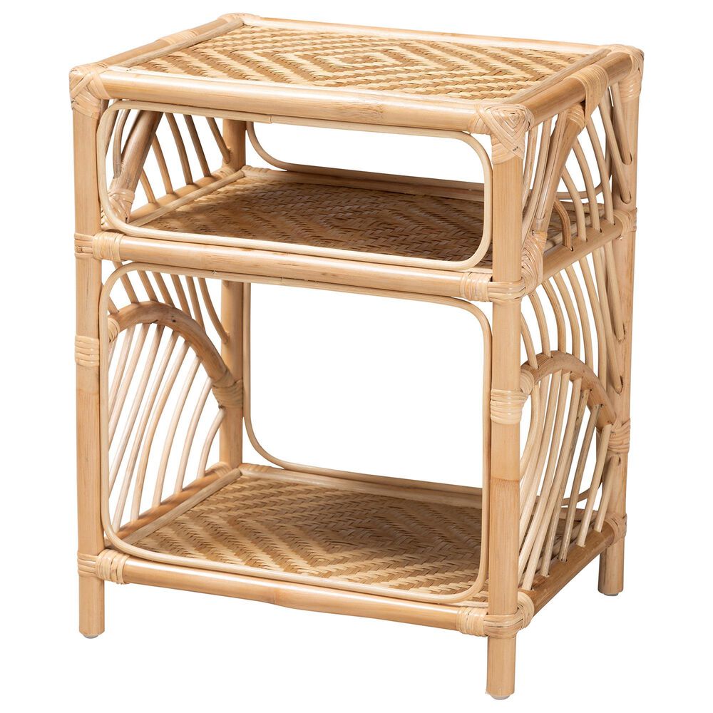 Baxton Studio Baara 2-Shelf Nightstand in Natural Brown, , large