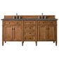 James Martin Vanities Brittany 72" Double Bathroom Vanity in Saddle Brown with 3 cm Parisien Bleu Quartz Top and Rectangular Sinks, , large