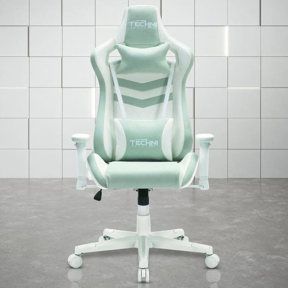 Techni Sport Pastel Gaming Chair in Green and White, , large