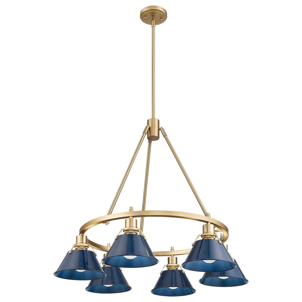 Golden Lighting Orwell 6-Light Chandelier with Matte Navy Shade in Brushed Champagne Bronze, , large