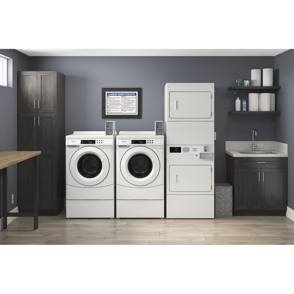 Whirlpool 7.4 Cu. Ft. Commercial Electric Stack Dryers with Coin Box in White, , large