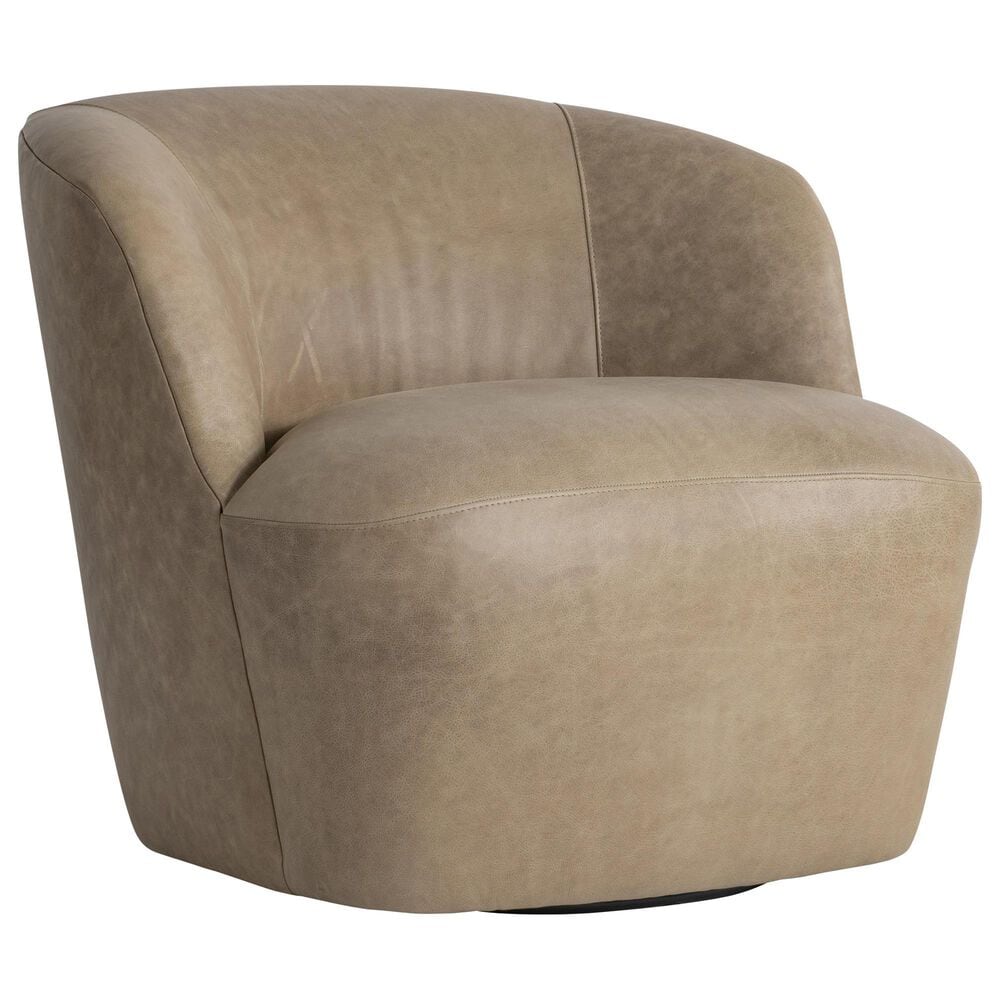 Bernhardt Tilly Leather Swivel Chair in Gray, , large