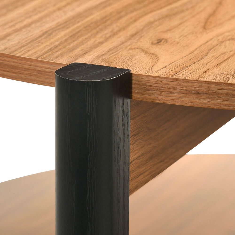Furniture of America Elovier Coffee Table with Open Shelf in Walnut and Black, , large