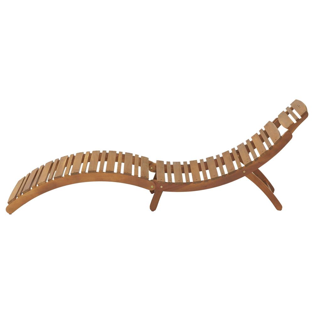 Hearth and Haven Lahaina Outdoor Wood Foldable Chaise Lounge in Brown, , large