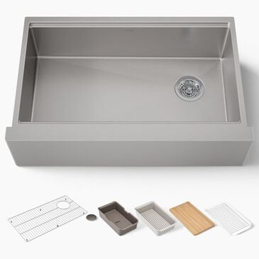 Kohler Strive 32.5" Undermount Single-Bowl Workstation Kitchen Sink in Stainless Steel, , large