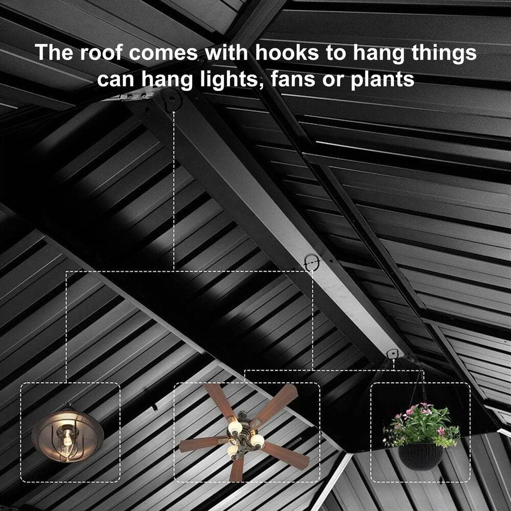 HOMLUX 20-ft x 14-ft Permanent Hardtop Gazebo in Grey with Hardtop Roof (Screen Included), , large