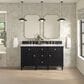 James Martin Vanities Lorelai 60" Double Vanity in Black Onyx with 3 cm Carrara White Marble Top, , large