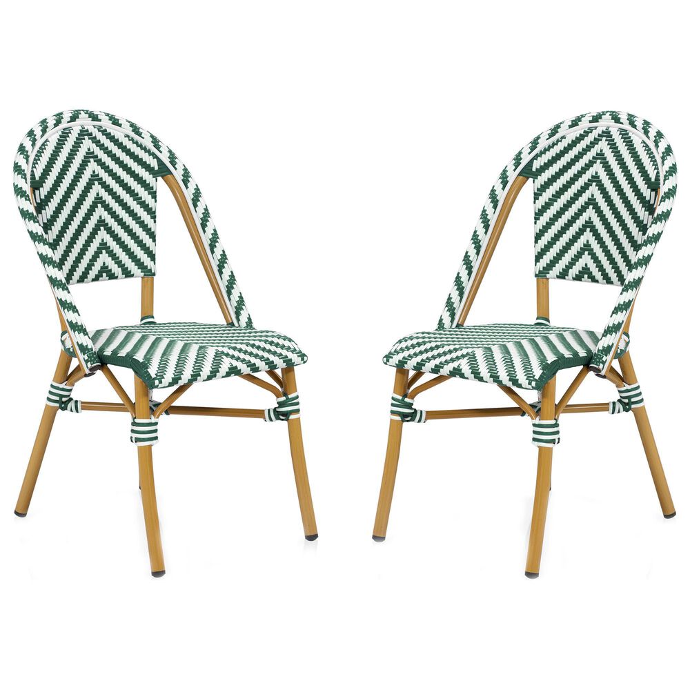 Furniture of America Lam Patio Dining Chair in Green/White (Set of 2), , large