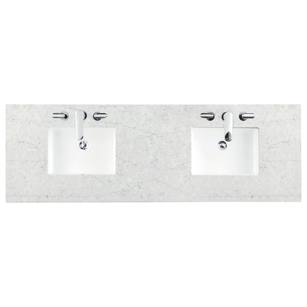 James Martin Vanities Breckenridge 72&quot; Double Bathroom Vanity in Bright White with 3 cm Eternal Jasmine Pearl Quartz Top and Rectangular Sinks, , large