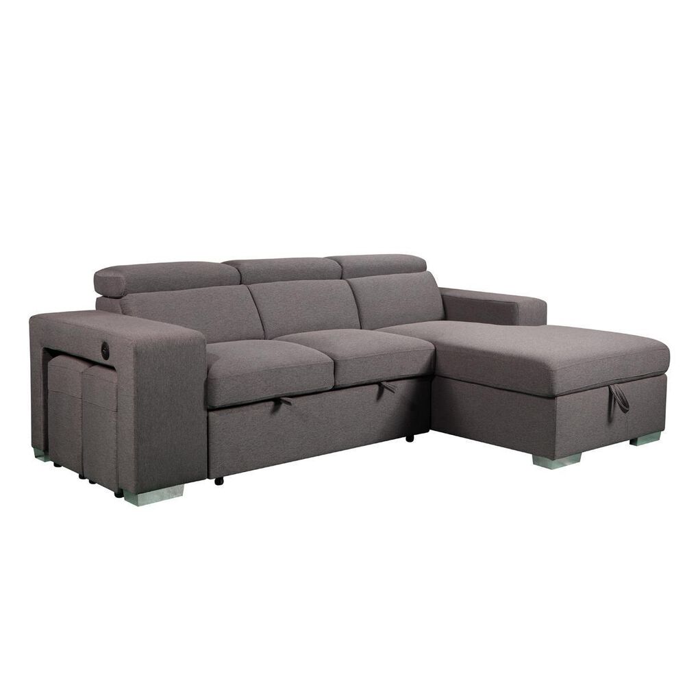 Amalfi Home Furniture Positano 2-Piece Sleeper Sectional in Urban Pepper, , large