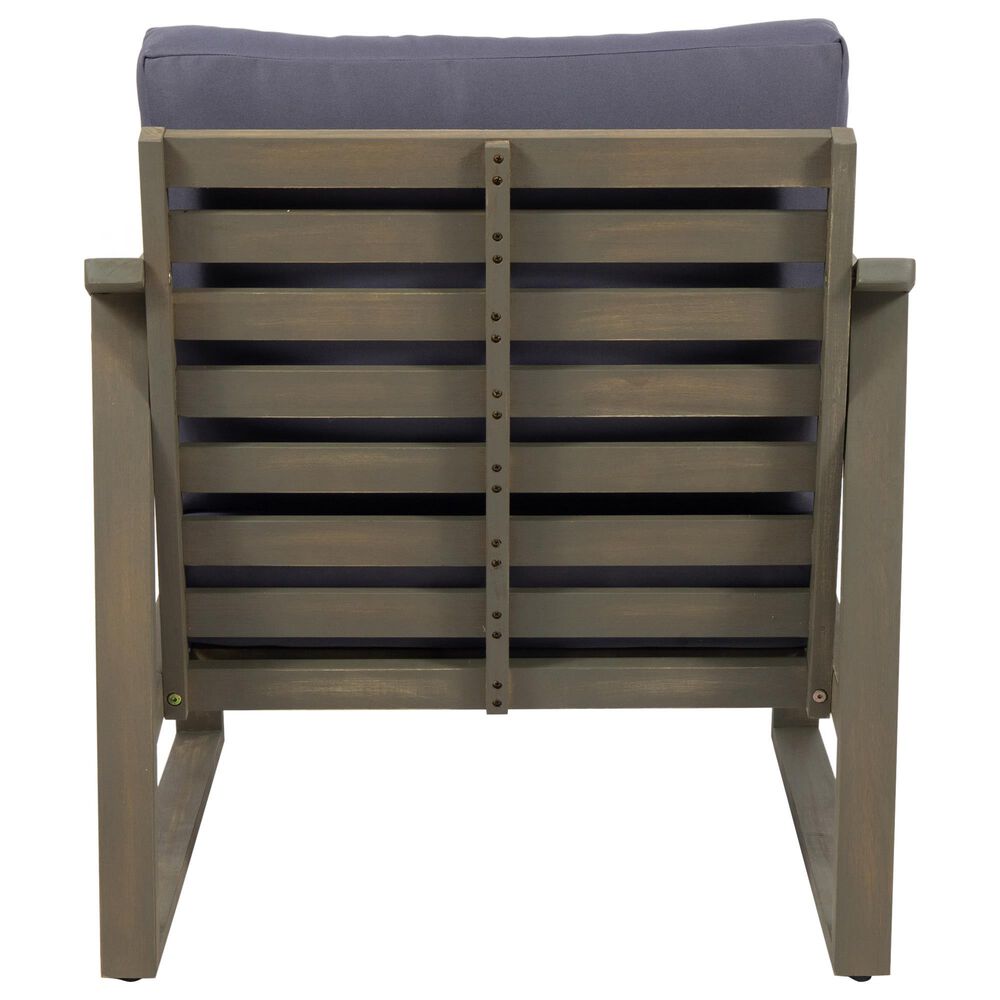 Hearth and Haven Samwell Outdoor Club Chair with Blue Cushion in Dark Grey, , large