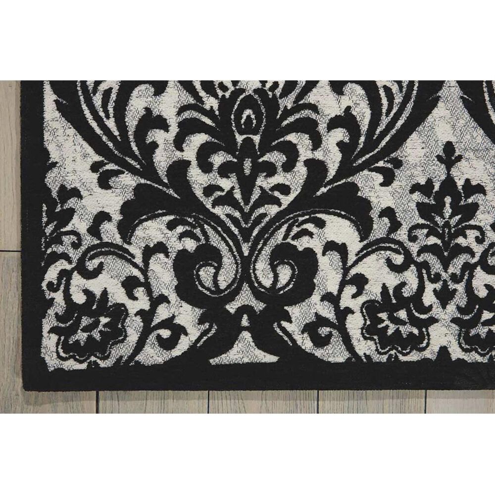 Nourison Damask DAS02 2&#39;3&quot; x 3&#39;9&quot; Black and White Area Rug, , large