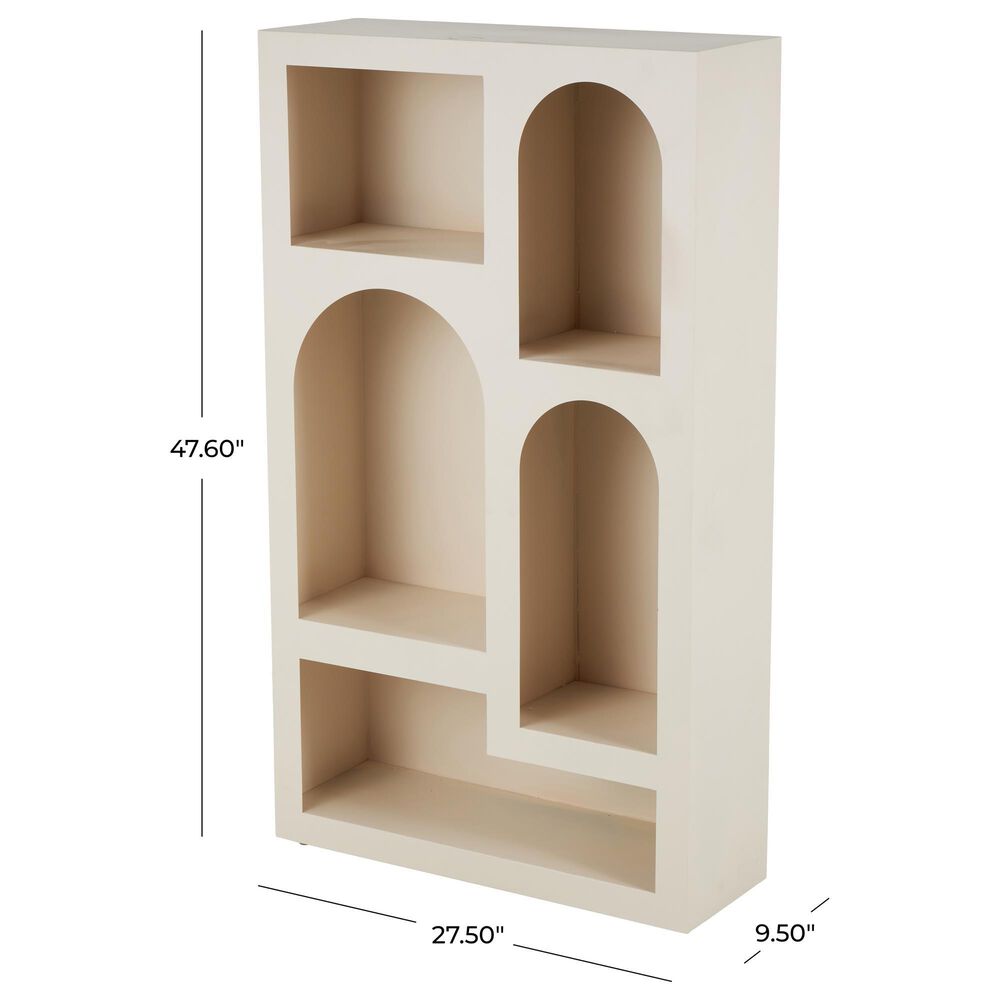 Maple and Jade 5-Shelf Geometric Storage Shelving Unit in Matte Cream, , large