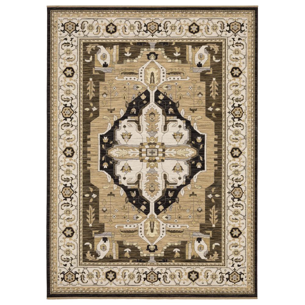 Oriental Weavers Acacia ACA08 Tan and Black 6"7" x 9"6" Area Rug, , large