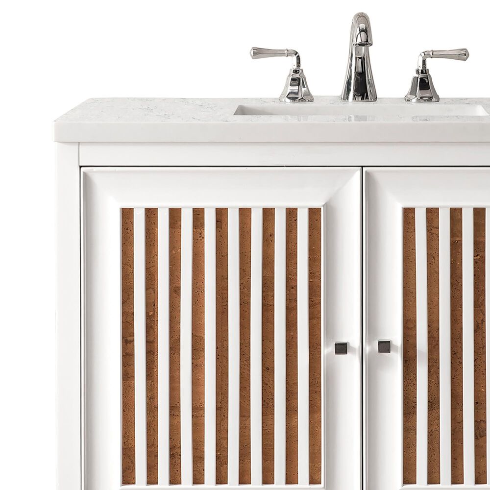 James Martin Vanities Athens 30&quot; Single Bathroom Vanity in Glossy White with 3 cm Carrara White Marble Top and Rectangular Sink, , large
