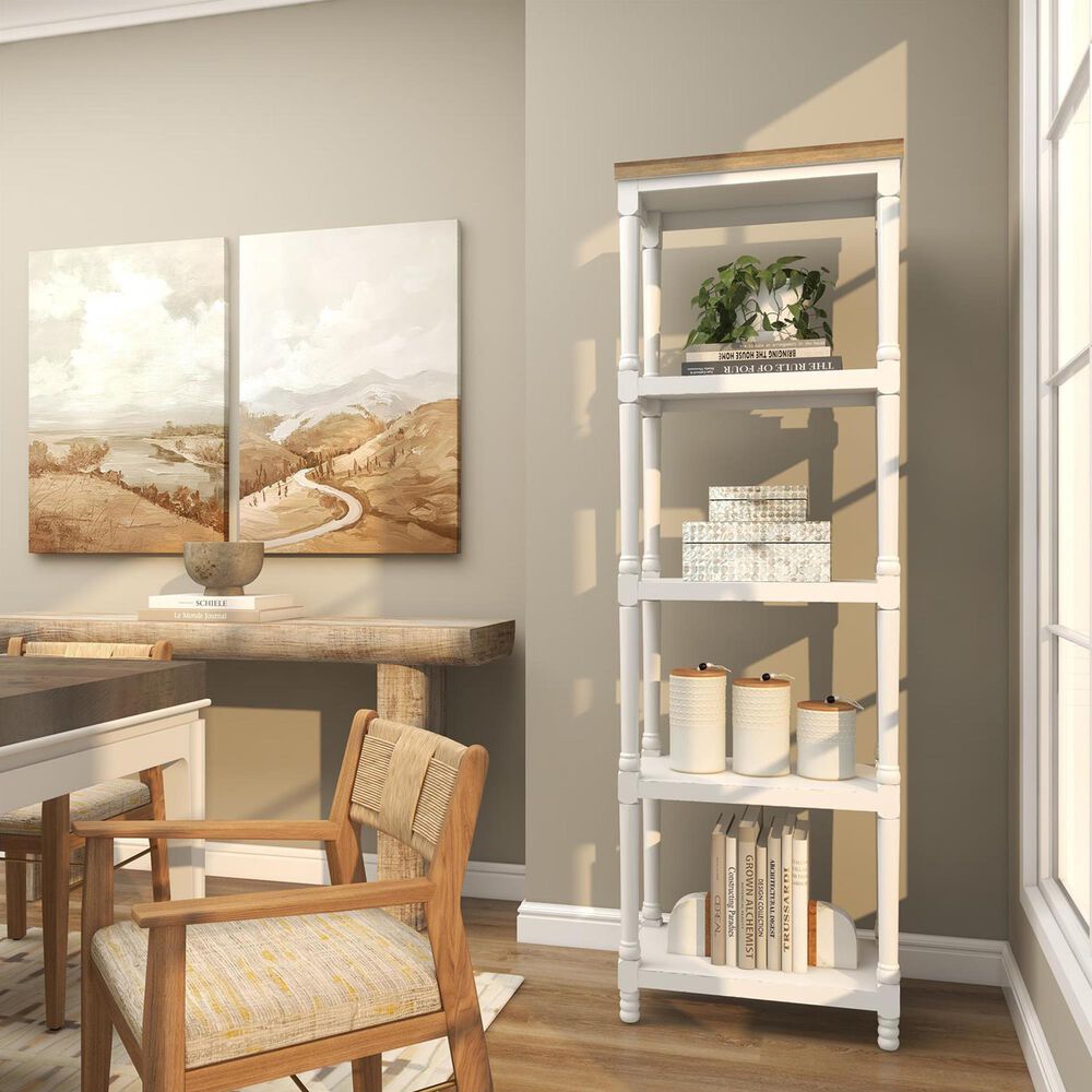 Maple and Jade 4-Shelf Storage Shelving Unit in White and Brown, , large