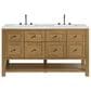 James Martin Vanities Breckenridge 60" Double Bathroom Vanity in Light Natural Oak with 3 cm Ethereal Noctis Quartz Top and Rectangular Sinks, , large