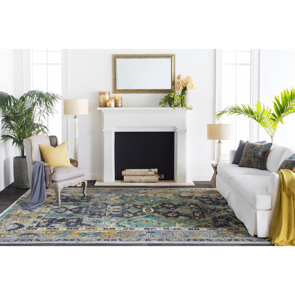 Surya Festival 12&#39; x 15&#39; Denim, Ink Blue, Teal, Tan and Ivory Area Rug, , large