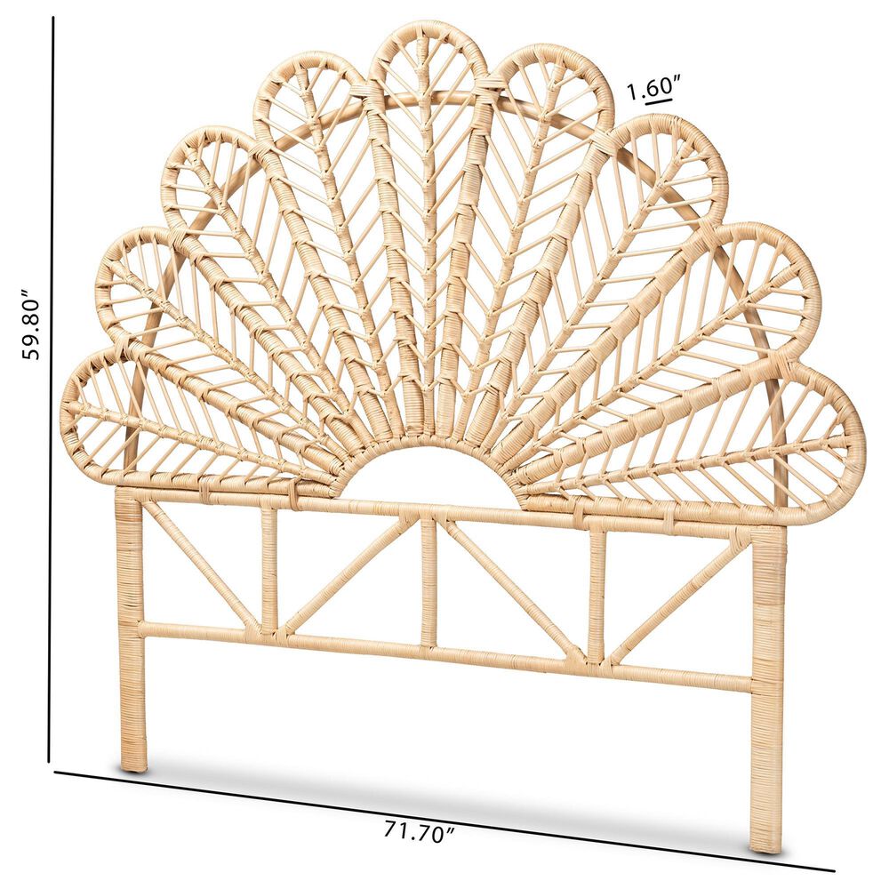 Baxton Studio Variel Queen Rattan Headboard in Natural Brown, , large