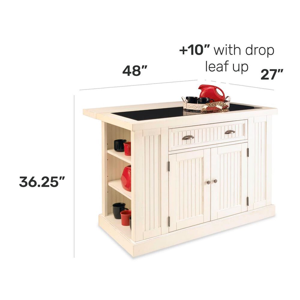 Homestyles Nantucket Kitchen Island in Off-White with Black Granite Top, , large