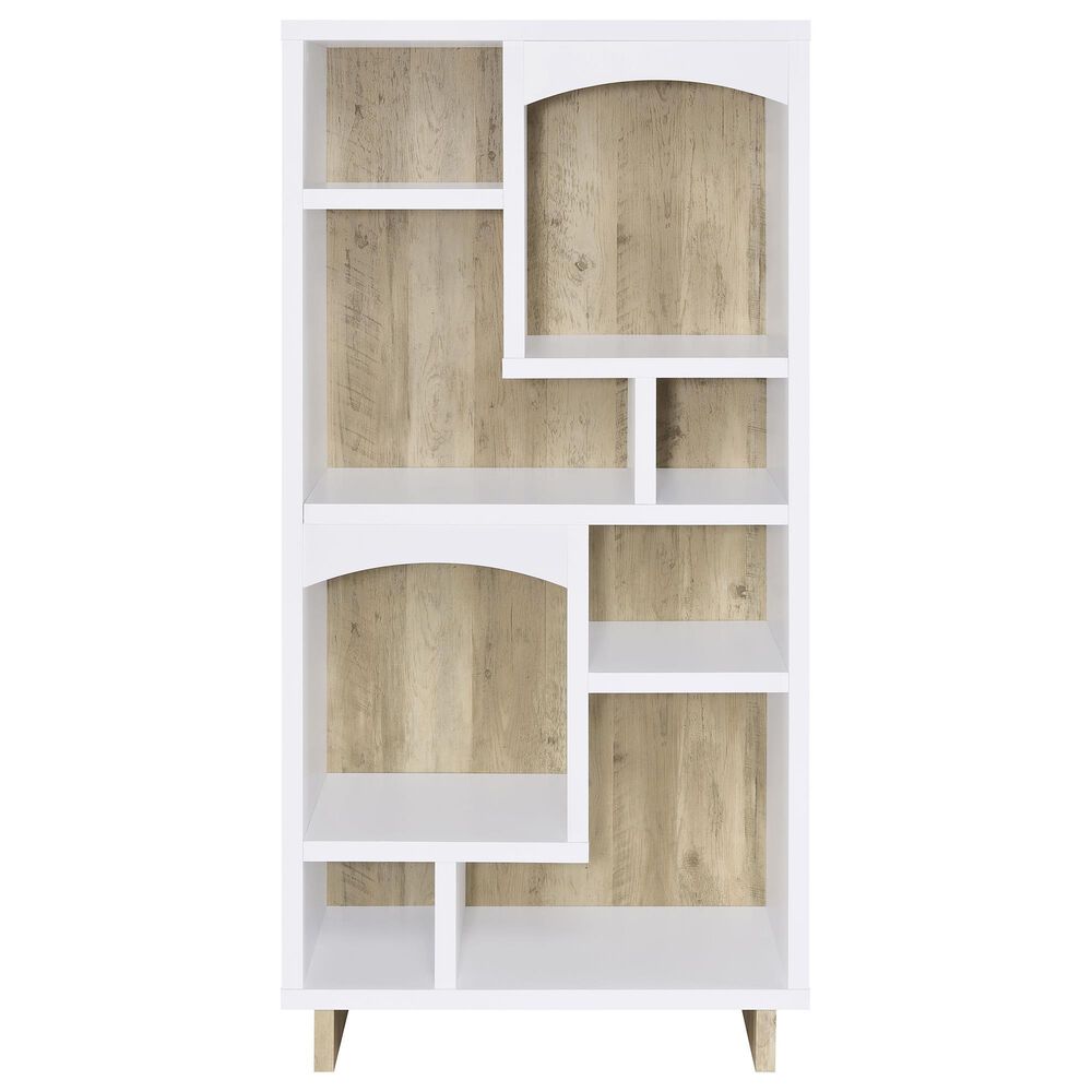 Pacific Landing Dalton 65&quot; Bookcase in White and Brown, , large