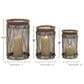 Maple and Jade Decorative Indoor/Outdoor Candle Lantern in Galvanized Silver and Brown (Set of 3), , large