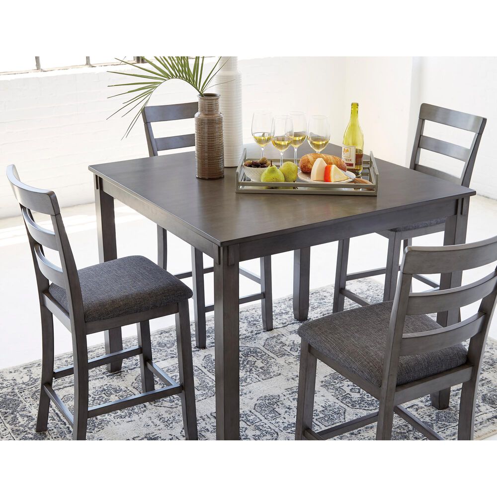 Signature Design by Ashley Bridson 5-Piece Counter Height Dining Set in Medium Charcoal Gray, , large