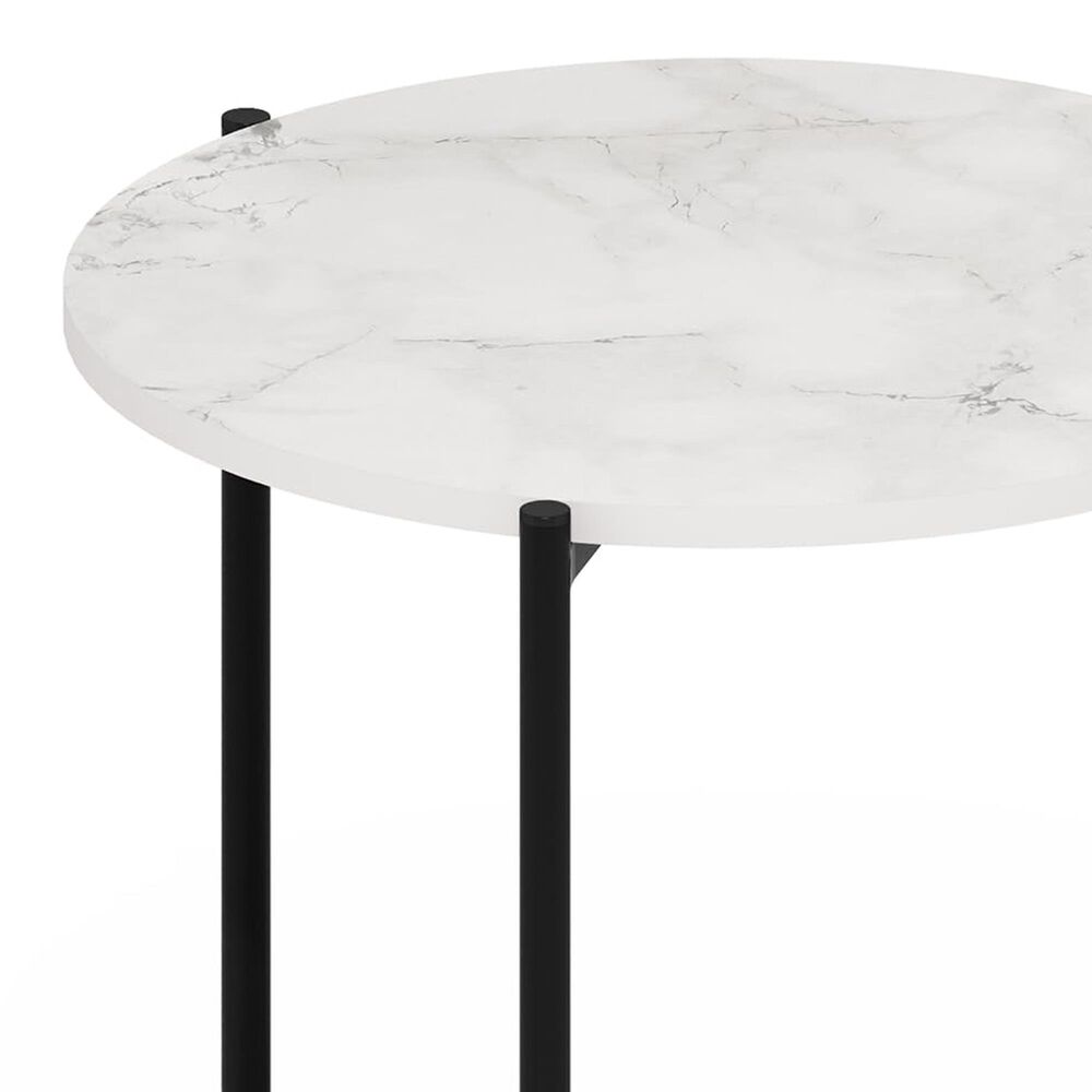 HOMLUX 2-Tier Side End Table in Marble White and Black, , large