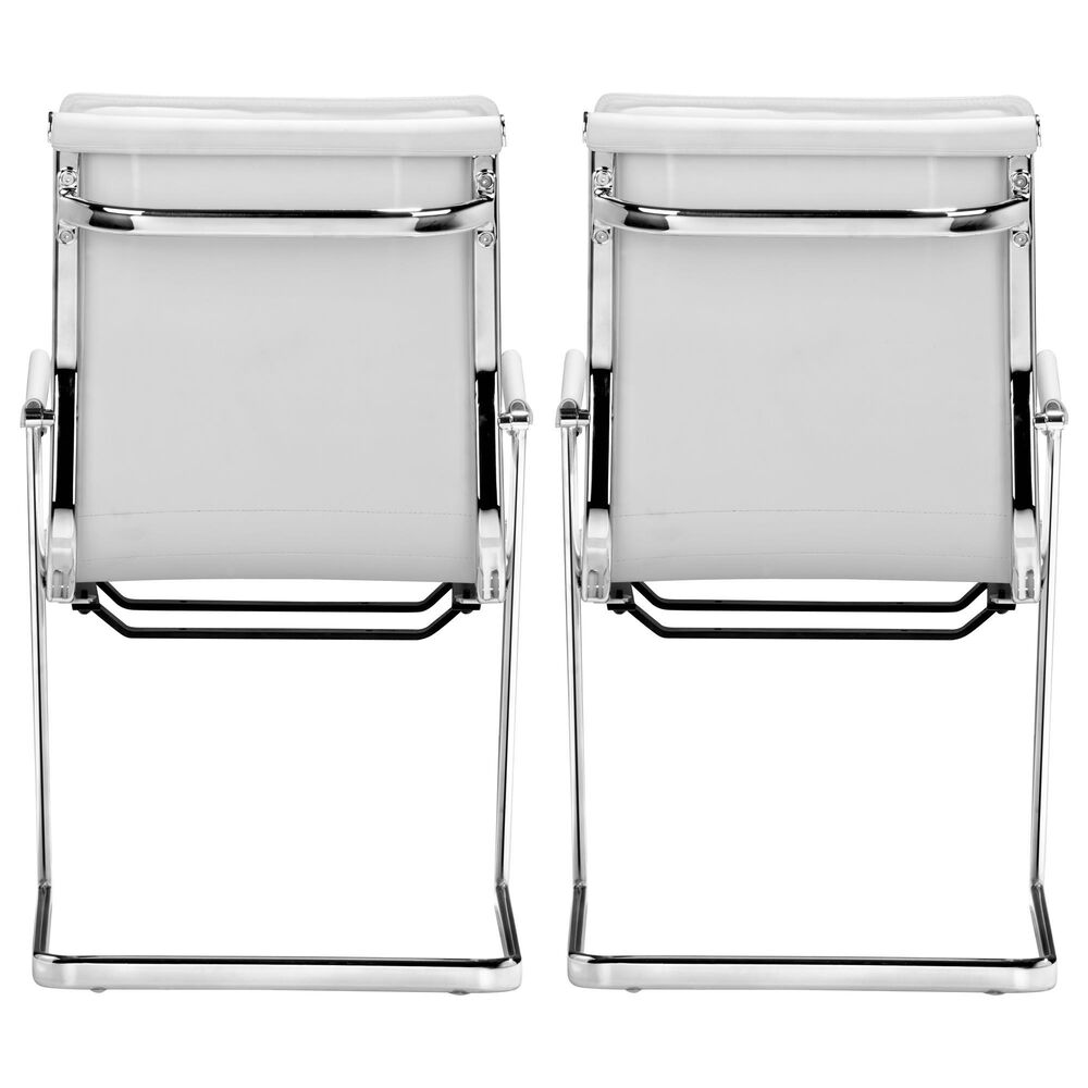 Zuo Modern Lider Plus Conference Chair in White and Silver &#40;Set of 2&#41;, , large