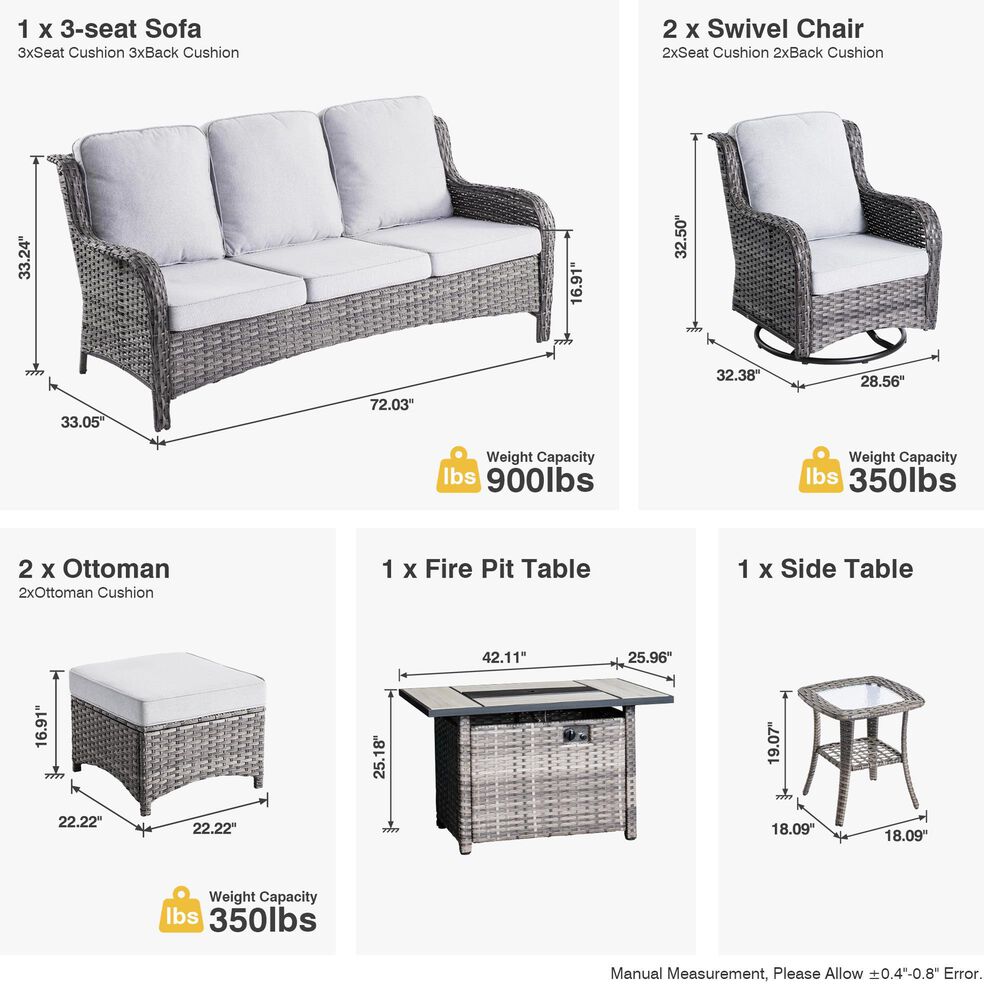HOMLUX 7-Piece Patio Set in Grey, , large
