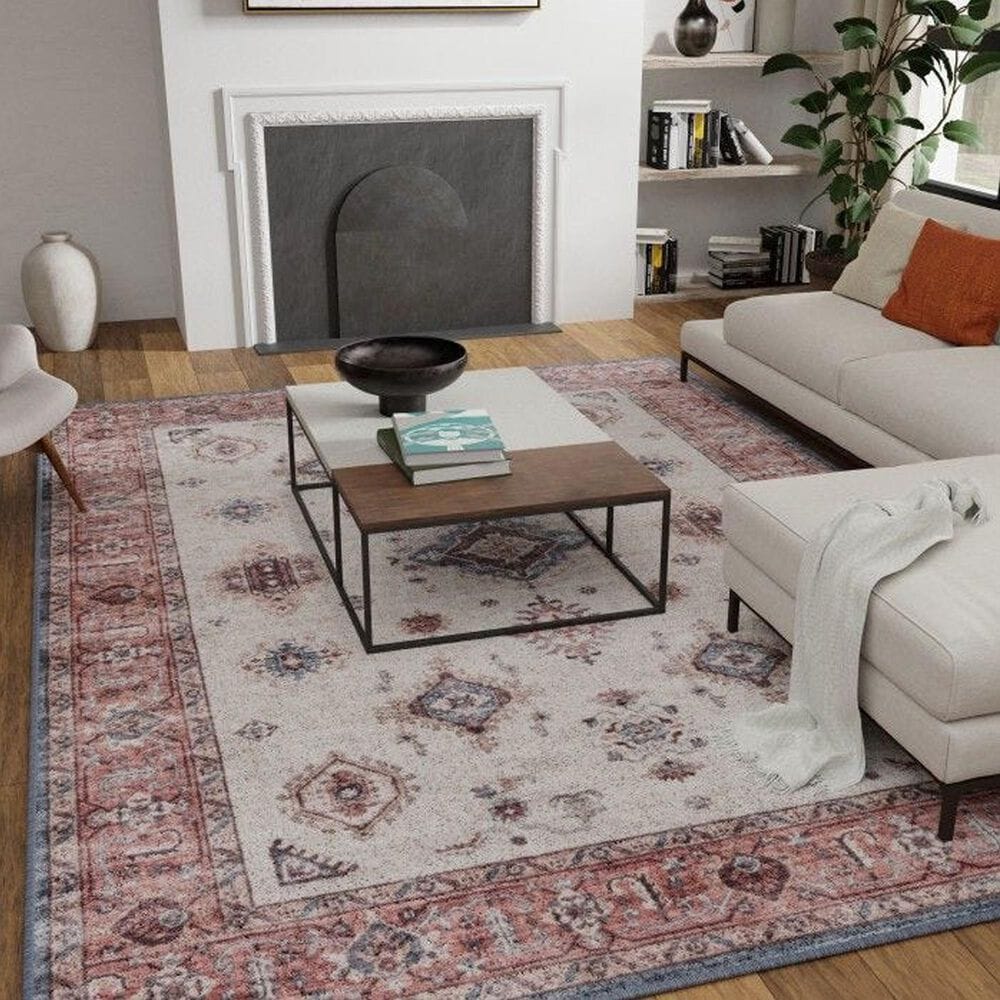 Central Oriental Rugease Velveteen Raquel 7&#39;6&quot; x 9&#39;6&quot; Red and Beige Area Rug, , large