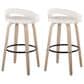 LumiSource Grotto Swivel Bar Stool with White Faux Leather Upholstery in Whitewashed Wood and Black (Set of 2), , large