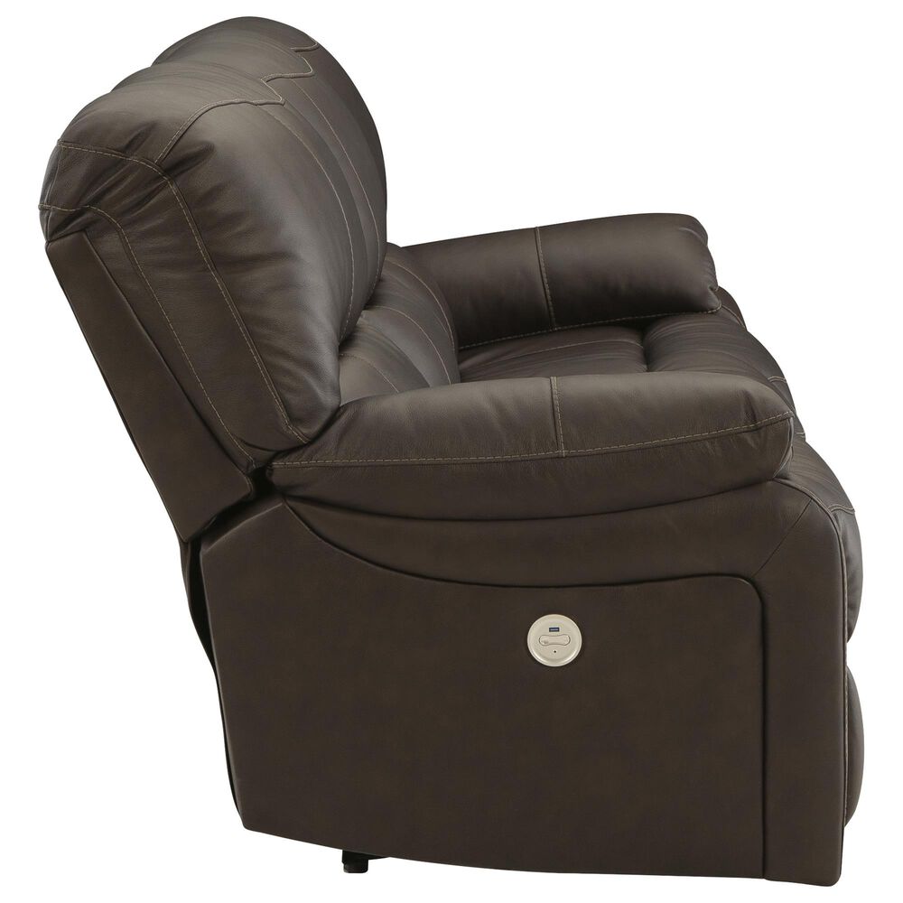 Ashley Leesworth Power Reclining Sofa and Recliner Set in Dark Brown, , large