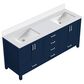 Lexora Home Jacques 80" Double Bathroom Vanity in Navy Blue with 2 cm White Cultured Marble Top and Rectangular Sinks, , large