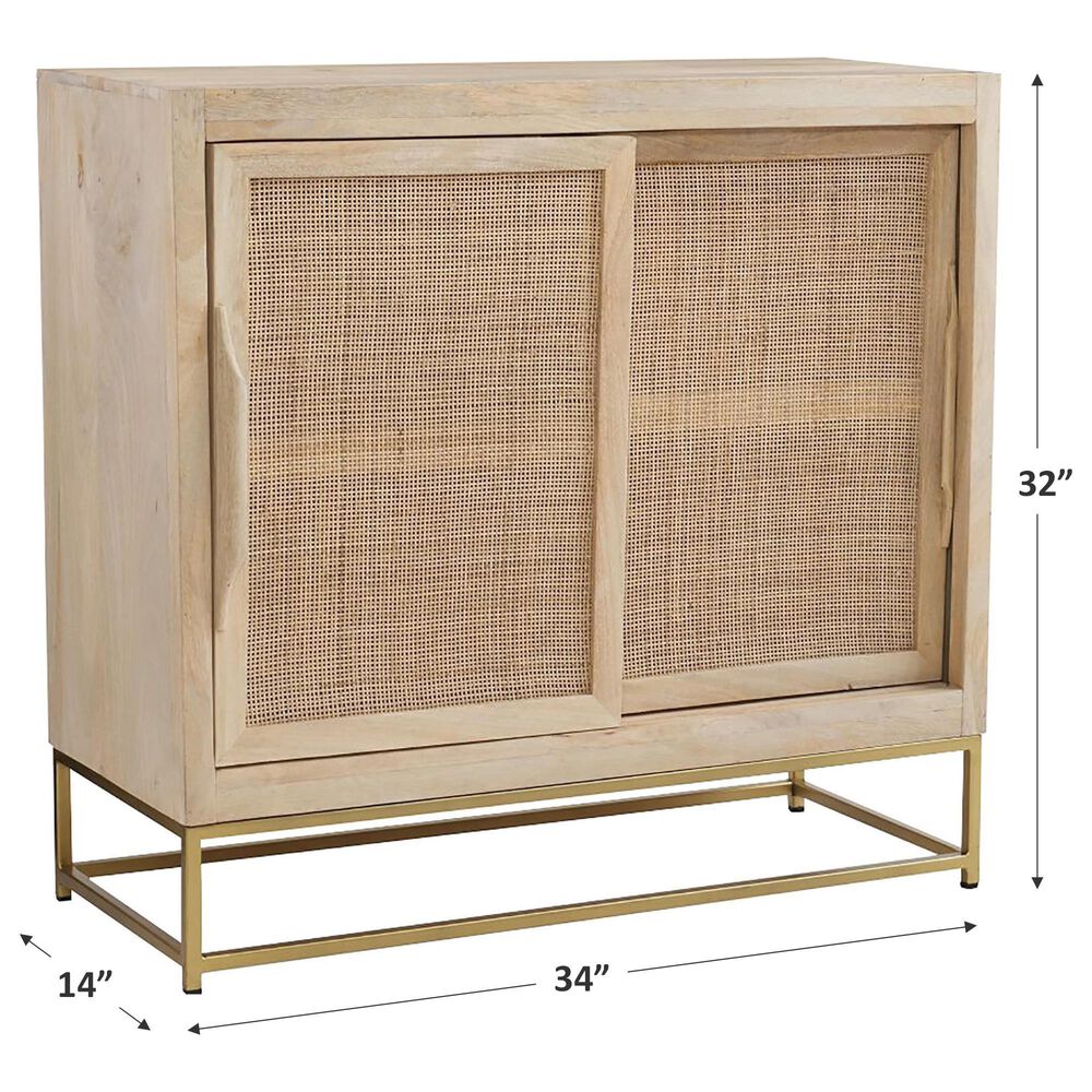 37B Urban Boho Raphael Cabinet with Two Sliding Doors in Natural and Gold, , large