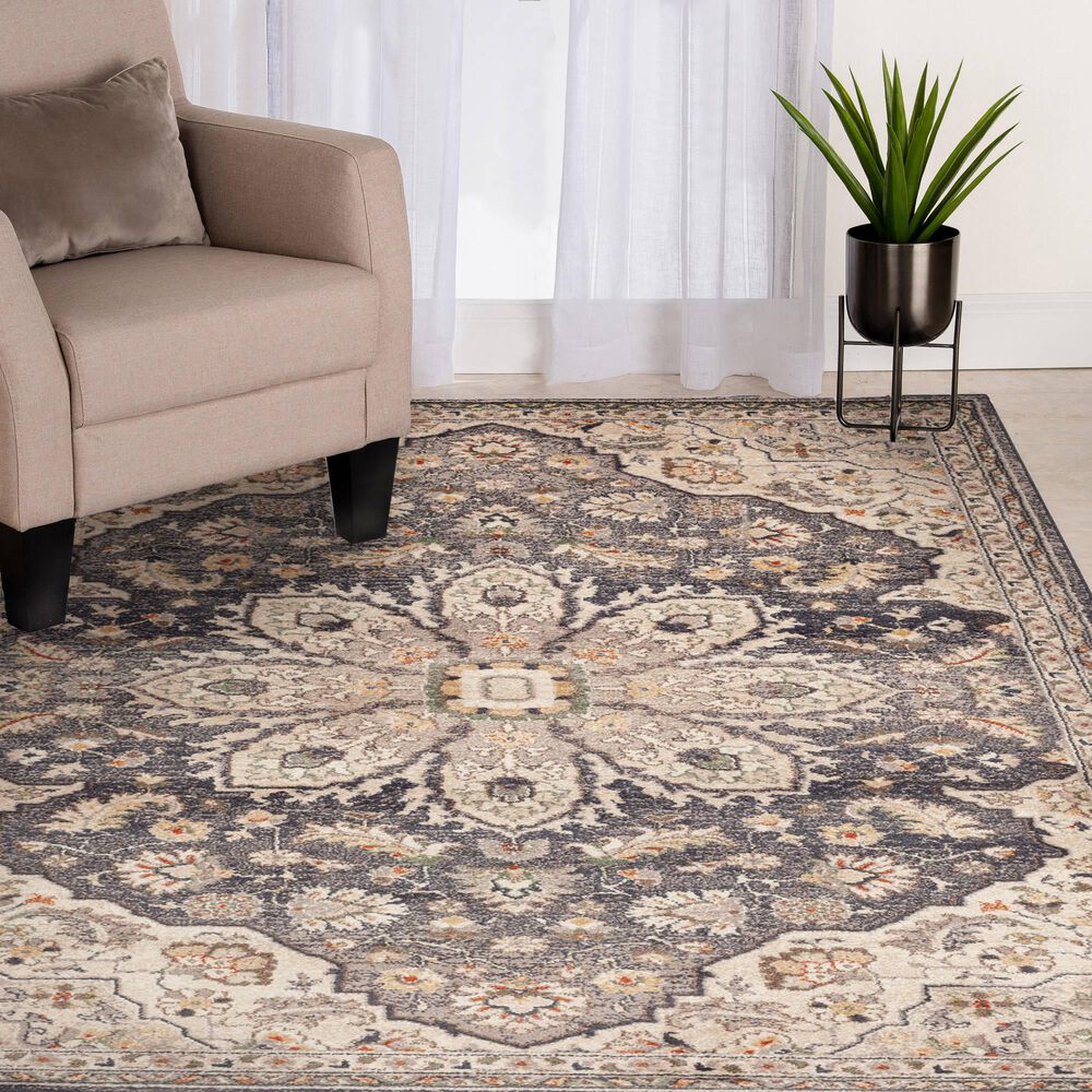 Central Oriental Minerva Corelia 5&#39; x 7&#39;3&quot; Vintage Blue and Storm Area Rug, , large